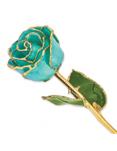 Lacquer Dipped Gold Trim Aqua Green Opalescent Rose l'achat 