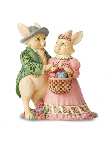 HEARTWOOD CREEK by JIM SHORE Bunny Couple with Easter Basket Fin de série