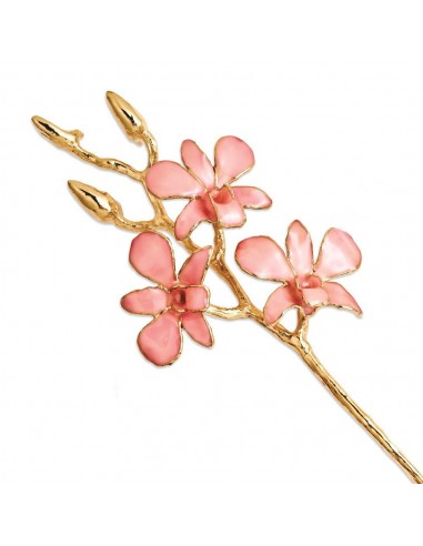 Lacquer Dipped Gold Trimmed Pink Orchid Stem en stock