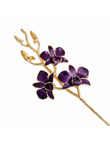 Lacquer Dipped Gold Trimmed Purple Dendrobium Orchid Stem les muscles