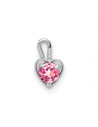 14k White Gold October Synthetic Birthstone Heart Charm destockage