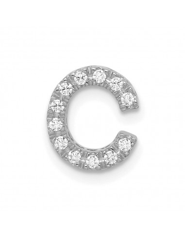 14k White Gold Diamond Initial C Charm pas chere