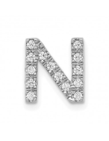 14k White Gold Diamond Initial N Charm vous aussi creer 