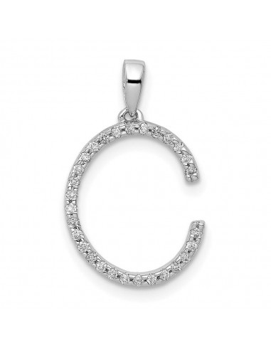 14k White Gold Diamond Initial C Pendant de technologie