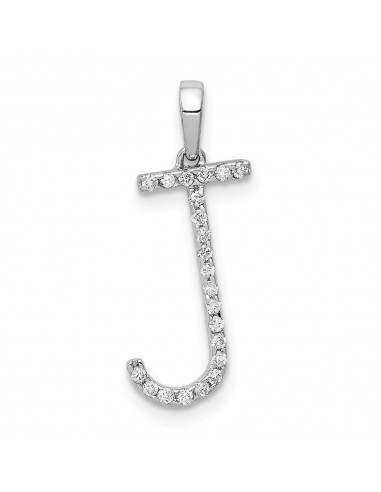 14k White Gold Diamond Initial J Pendant outlet