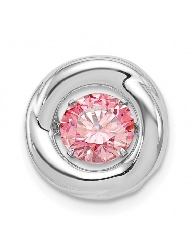 Sterling Silver Platinum-plated Polished Vibrant Pink CZ Circle Pendant Amélioration de cerveau avec