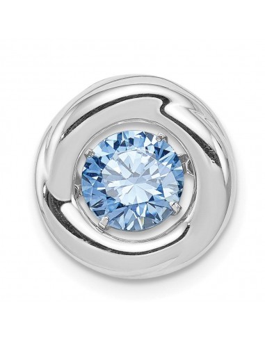 Sterling Silver Platinum-plated Polished Vibrant Blue CZ Circle Pendant sélection de produits