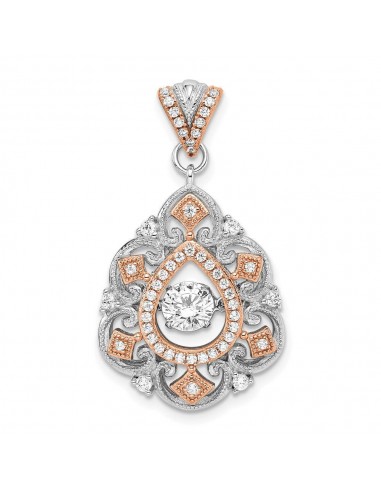 Sterling Silver Plat-plate Rose-tone Vibrant Swarovski Zirconia Fancy Penda la colonne vertébrale