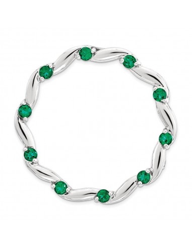 Sterling Silver Stackable Expressions Large Created Emerald Chain Slide acheter en ligne