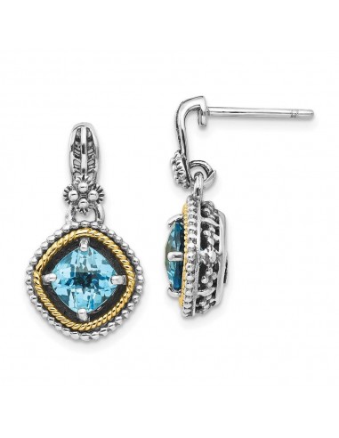 Sterling Silver w/14k Swiss Blue Topaz Earrings 2 - 3 jours ouvrés.