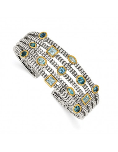 Sterling Silver/Gold-tone Sky/Swiss/London Blue Topaz Cuff Bracelet est présent 