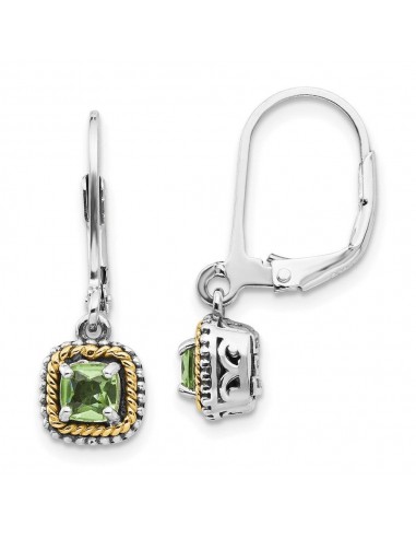 Sterling Silver w/14k Peridot Earrings basket pas cher