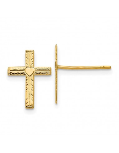 14k Polished & Satin Heart Cross Earrings votre restaurant rapide dans 