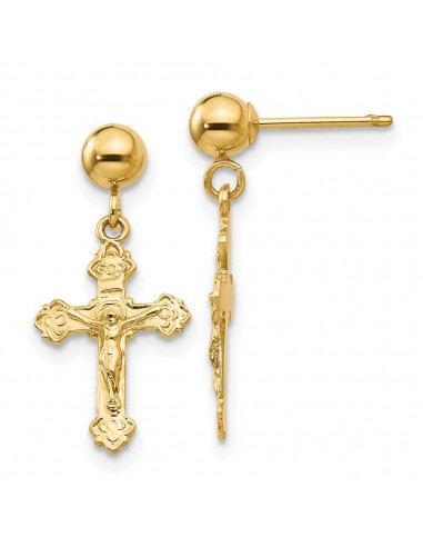 14k Polished Crucifix Post Earrings commande en ligne