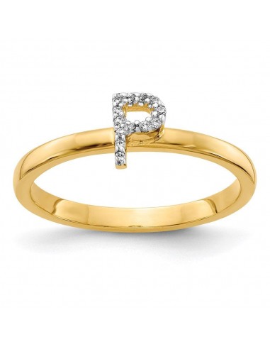 14k Yellow Gold Diamond Initial P Ring est présent 