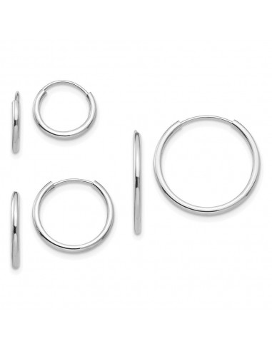 Madi K Kid's 14k White Gold  Endless Hoop 3 Pair Earring Set pas cher