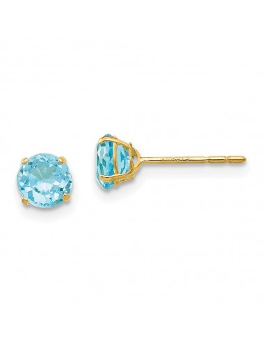 Madi K Kid's 14k  Round Blue Topaz 5mm Post Earrings chez Cornerstreet bien 