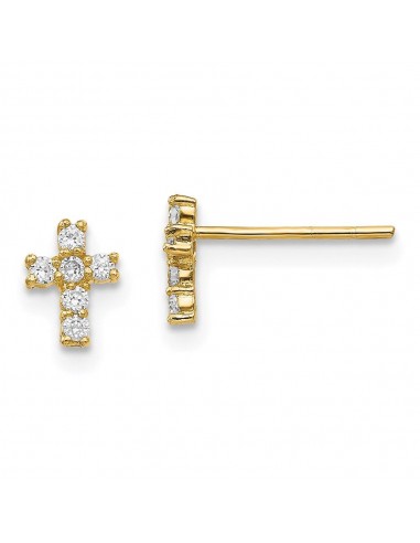 Madi K Kid's 14K  Polished CZ Cross Post Earrings la colonne vertébrale