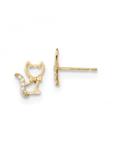 Madi K Kid's 14k   Kitten w/CZ Tail Post Earrings à prix réduit toute l'année