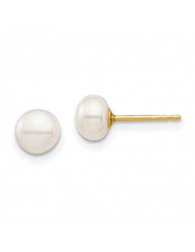 Madi K Kid's 14k  5-6mm White Button Freshwater Cultured Pearl Stud Post Earrings du meilleur 