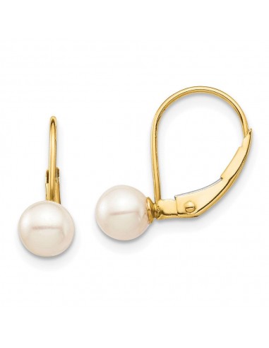 Madi K Kid's 14K  5-6mm White Round FW Cultured Pearl Leverback Earrings destockage