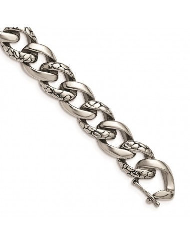 Stainless Steel Antiqued & Polished Links 8.5in Bracelet en ligne des produits 