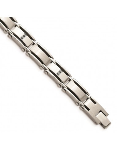 Stainless Steel Polished/Brushed 1/10ct tw. Diamond Bracelet en ligne