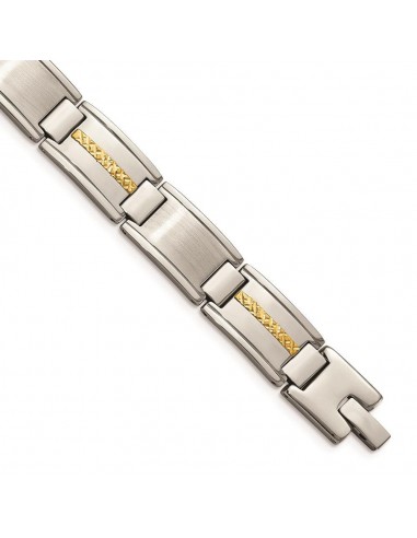 Stainless Steel Polished & Brushed w/14k Gold Link Bracelet des créatures d'habitude