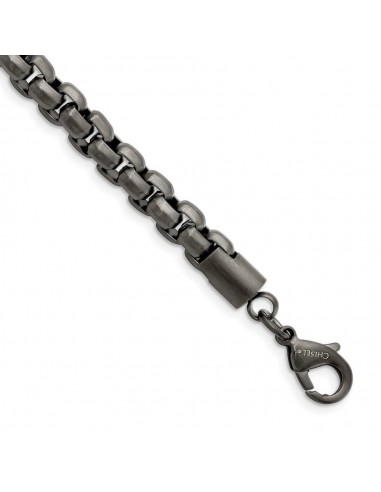 Stainless Steel Polished Gun Metal IP-plated Box Chain 8.5in Bracelet plus qu'un jeu 