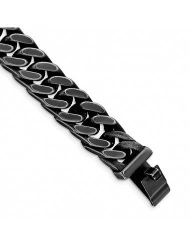 Stainless Steel Antiqued and Brushed 15mm Curb 8.5in Link Bracelet à prix réduit toute l'année