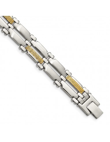 Stainless Steel & 14K Brushed & Polished 8.5in Bracelet Pour