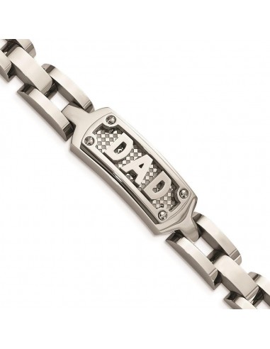 Stainless Steel Polished & Textured Dad Bracelet Les êtres humains sont 