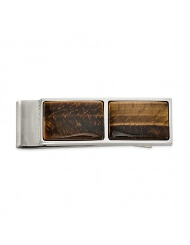 Stainless Steel Polished Tiger's Eye Money Clip de votre