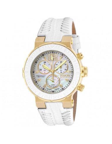 Invicta Women's Diamond Watch - Ocean Reef Yellow Gold Case White Strap | 10729 Comparez et commandez 