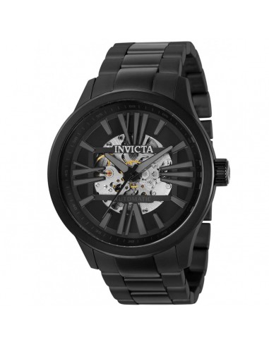 Invicta Men's Automatic Watch - Objet D Art Semi Skeleton Dial Black Bracelet | 32743 les ligaments