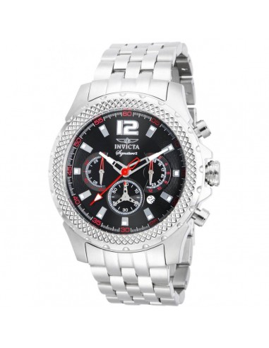 Invicta Men's Chronograph Watch - Signature Black Dial Silver Tone Bracelet | 7456 Jusqu'à 80% De Réduction