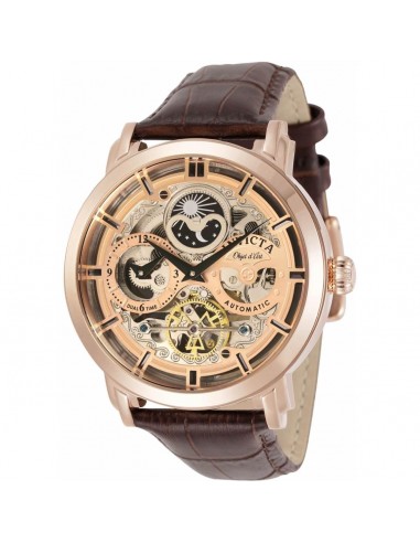 Invicta Men's Automatic Watch - Objet D Art Skeleton Dial Brown Strap | 32299 solde