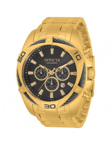 Invicta Men's Chronograph Watch - Bolt Quartz Black and Gold Dial Bracelet | 34122 JUSQU'A -70%! 