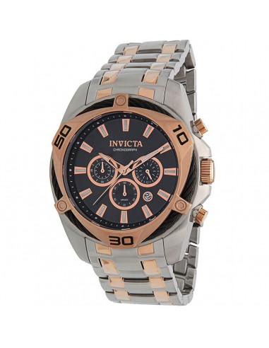 Invicta Men's Chronograph Watch - Bolt Black and Rose Gold Dial Steel Bracelet | 34129 pas cher