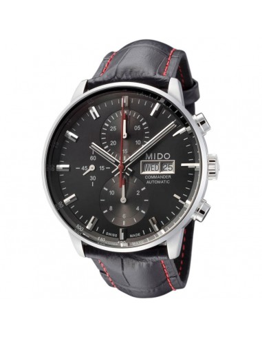 Mido Men's Chrono Watch - Commander II Black Dial Black Leather Strap | M0164141605100 la livraison gratuite