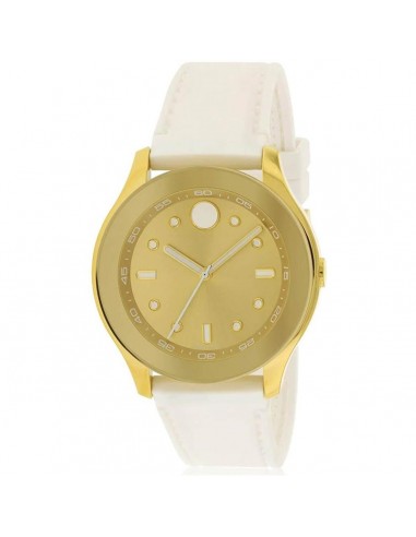 Movado Women's Quartz Watch - Bold Gold Tone Dial White Silicone Strap | 3600410 50% de réduction en Octobre 2024