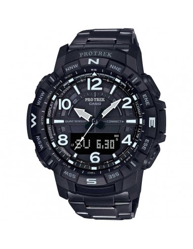 Casio Men's Quartz Watch - Pro Trek Compass Ana-Digi Dial Black Bracelet | PRTB50YT-1 les ligaments