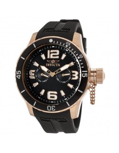 Invicta 1793 Men's Specialty Black Dial Rubber Strap Rose Gold Tone Steel Watch en ligne des produits 