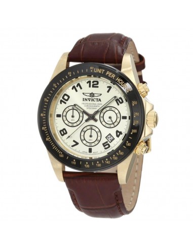 Invicta 10709 Men's Speedway Gold Tone Dial Brown Leather Strap Chronograph Watch shop