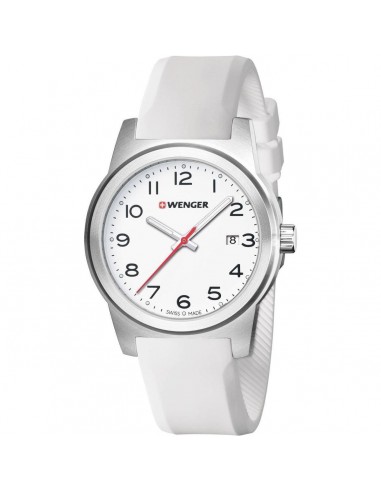 Wenger Men's Swiss Quartz Watch - Field Color White Dial Silicon Strap | 01.0441.147 Dans la société mordern