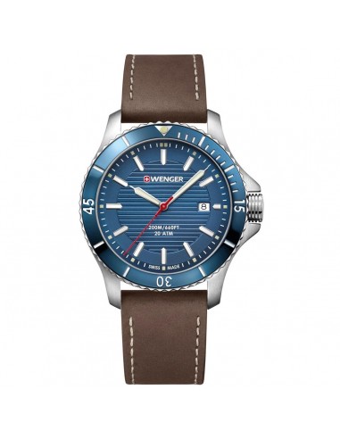 Wenger Men's Swiss Quartz Watch - Seaforce Blue Dial Brown Strap Dive | 01.0641.130 Les êtres humains sont 