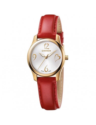 Wenger Women's Quartz Watch - City Very Silver Dial Red Leather Strap | 01.1421.113 2 - 3 jours ouvrés.