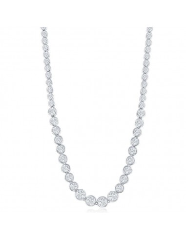 Sterling Silver Linked Circles CZ Tennis Chain, 16" Les magasins à Paris