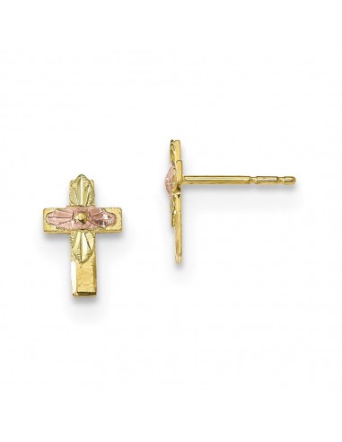 10k Tri-Color Black Hills Gold Cross Earrings le concept de la Pate a emporter 