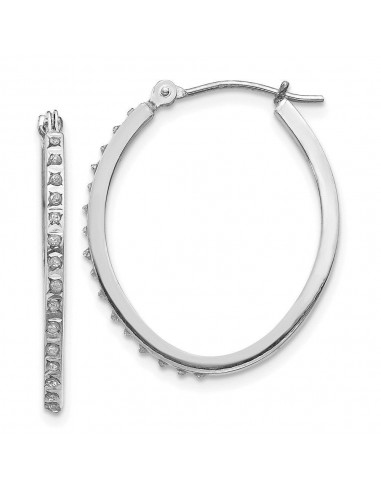 14k White Gold Diamond Fascination Oval Hinged Hoop Earrings shop